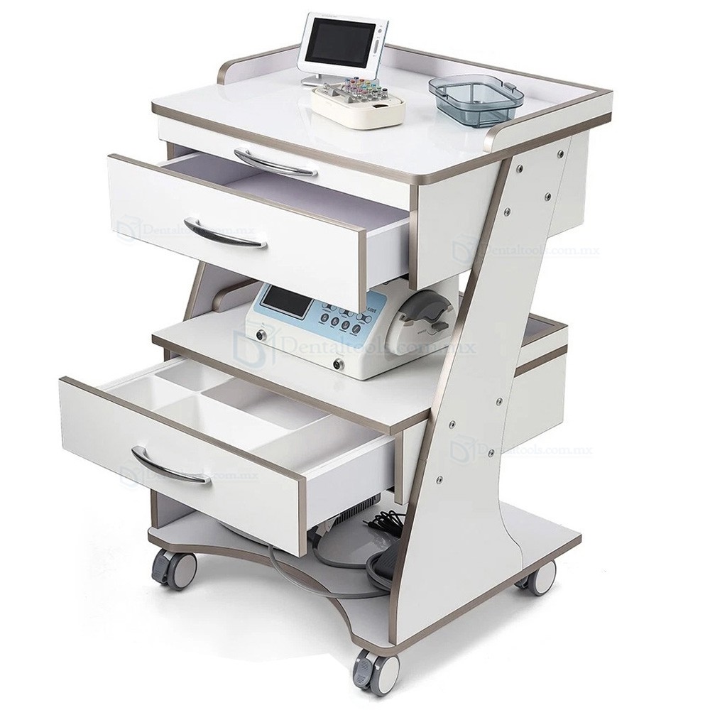 Dentech G06 Carro Dental M&oacute;vil con Gabinete de Almacenamiento, Bandeja para Instrumental y Doble Caj&oacute;n